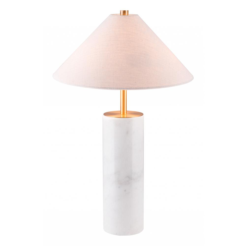 55" White Metal Bedside Table Lamp With Beige Empire Shade. Picture 2