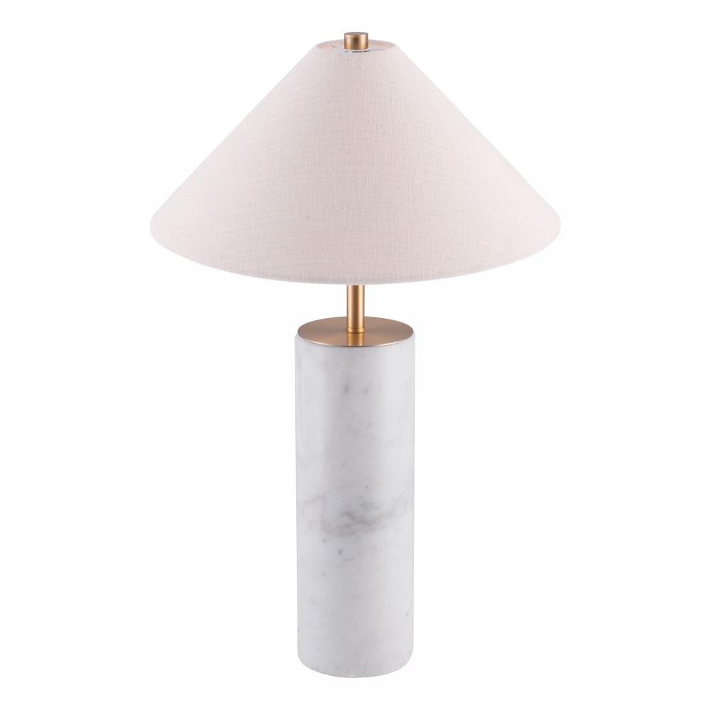 55" White Metal Bedside Table Lamp With Beige Empire Shade. Picture 4