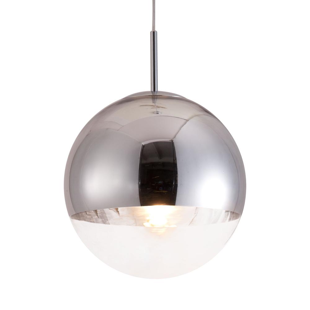 Chrome Half and Half Orb Ceiling Lamp Chrome. Picture 1