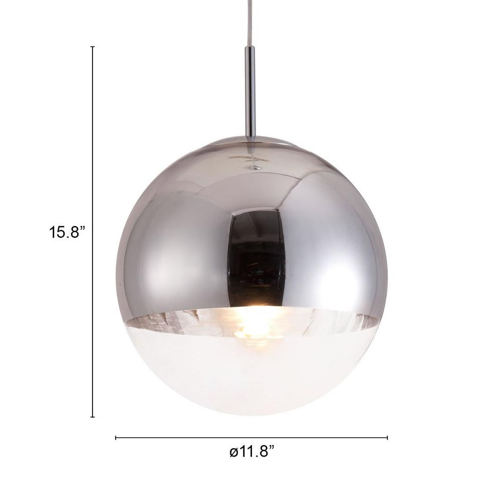 Chrome Half and Half Orb Ceiling Lamp Chrome. Picture 5