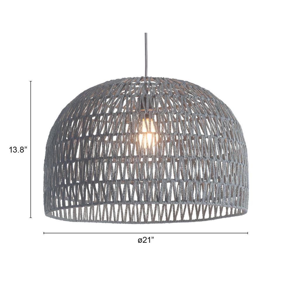 Misty Gray Woven Ceiling Lamp Gray. Picture 6