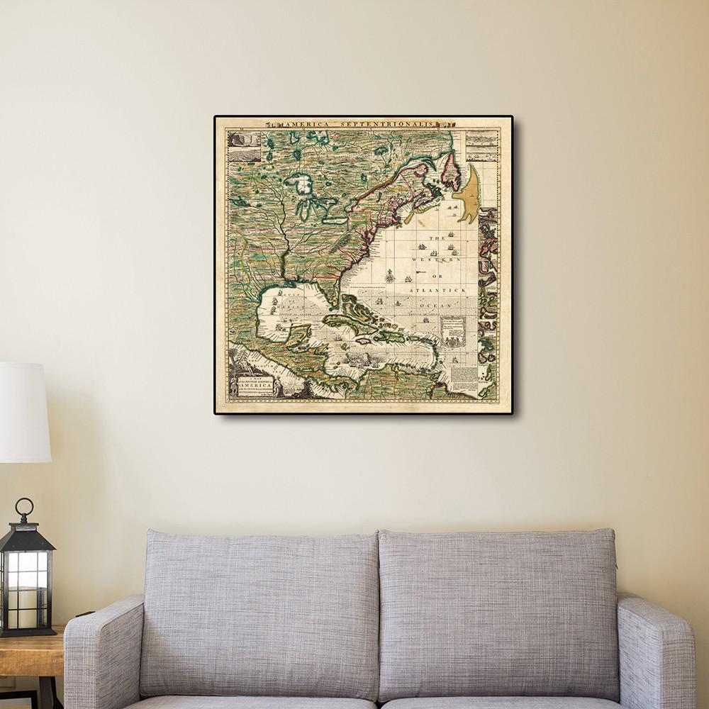 24" x 24" Vintage 1773 Map of British Empire in North America Wall Art Multi. Picture 4
