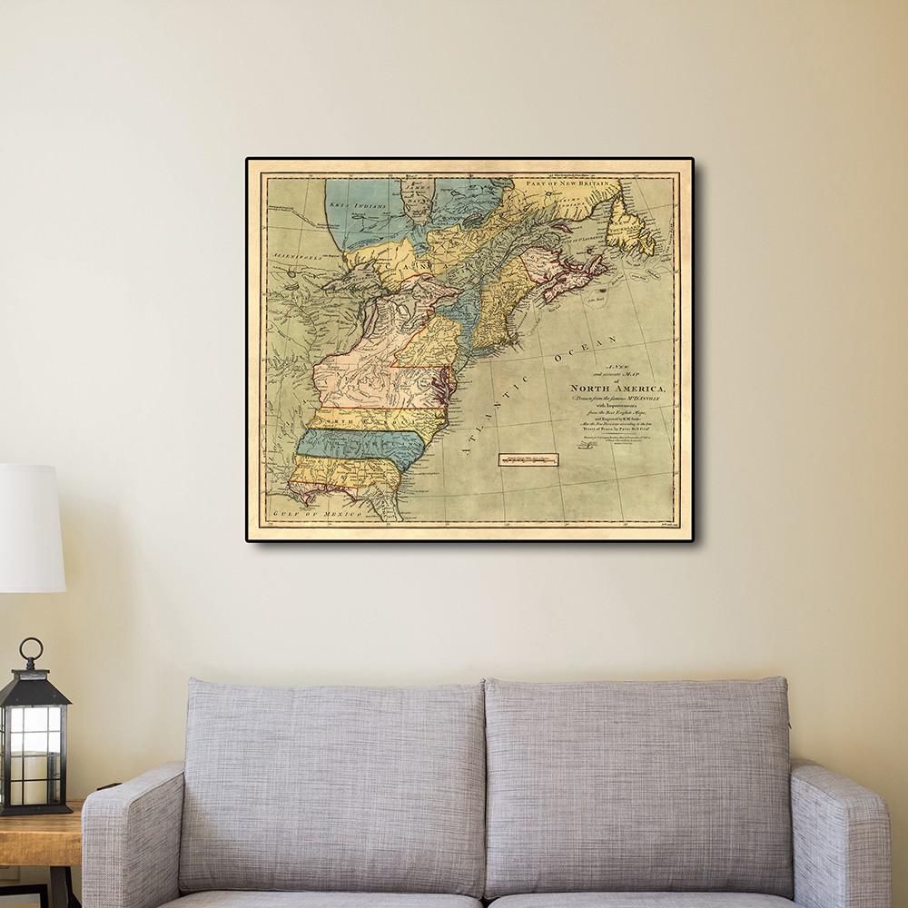 24" x 28" Vintage 1771  Map of North America Wall Art Multi. Picture 4