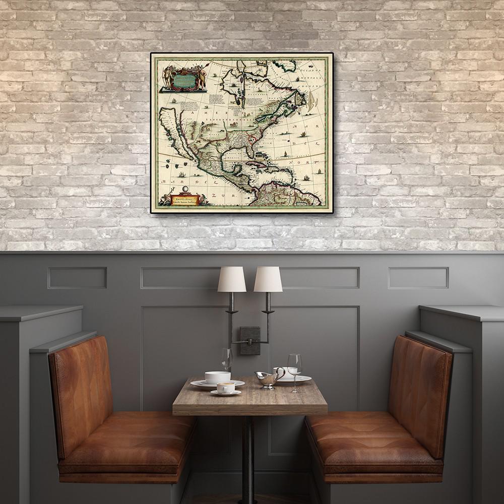 24" x 28" Vintage 1652 Map of Early North America Wall Art Multi. Picture 3