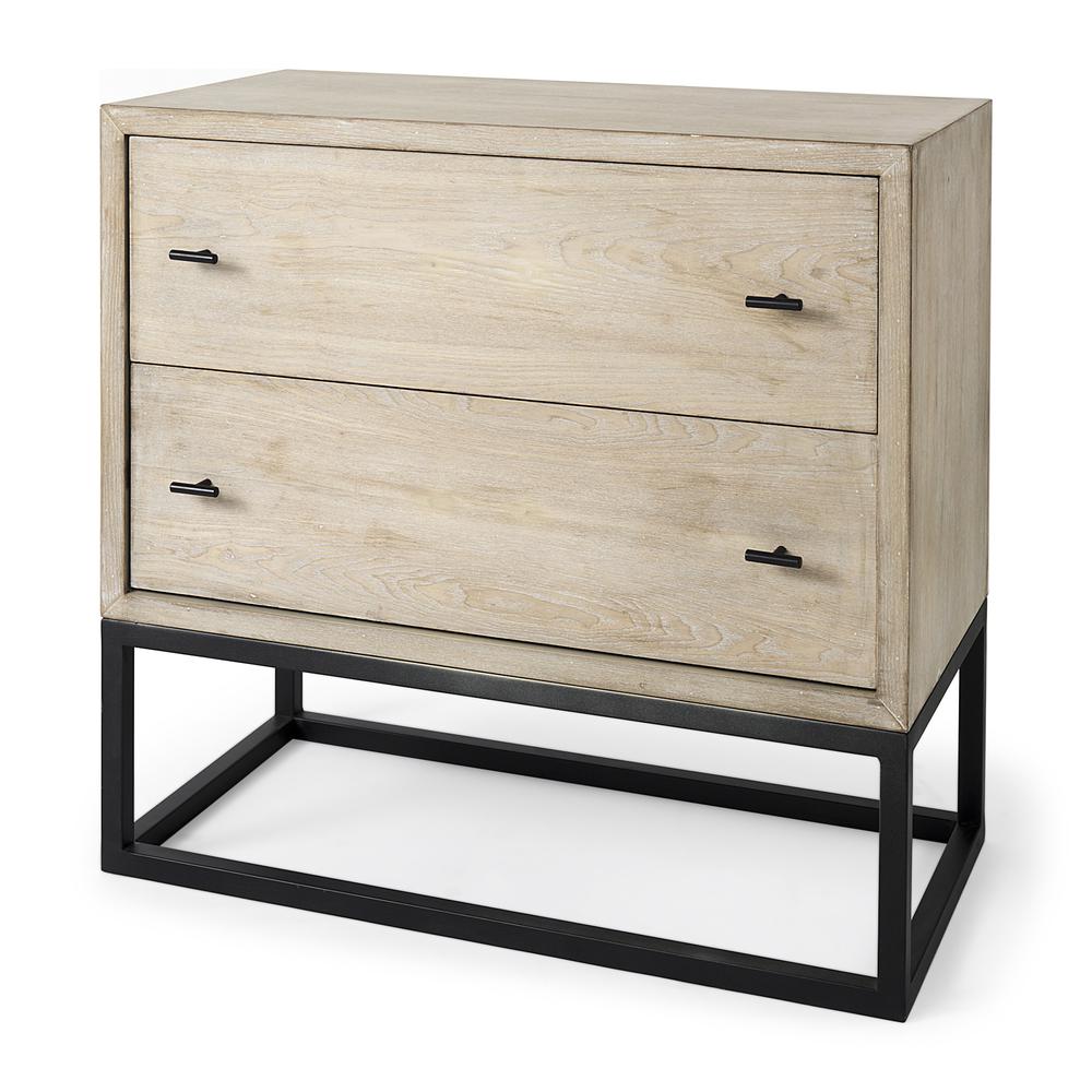 Rustic Modern Light Wash Two Drawer Chest. Picture 1