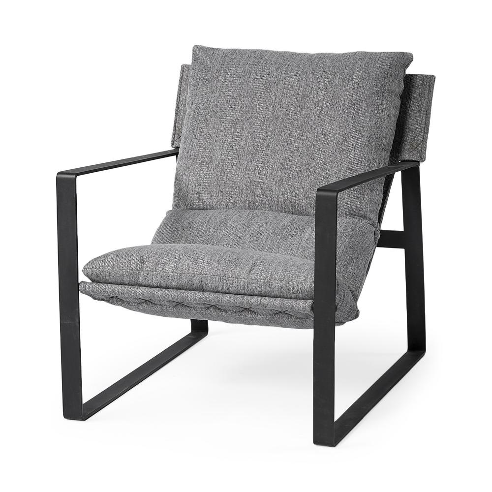 Stone Gray and Black Metal Sling Chair Black. Picture 1