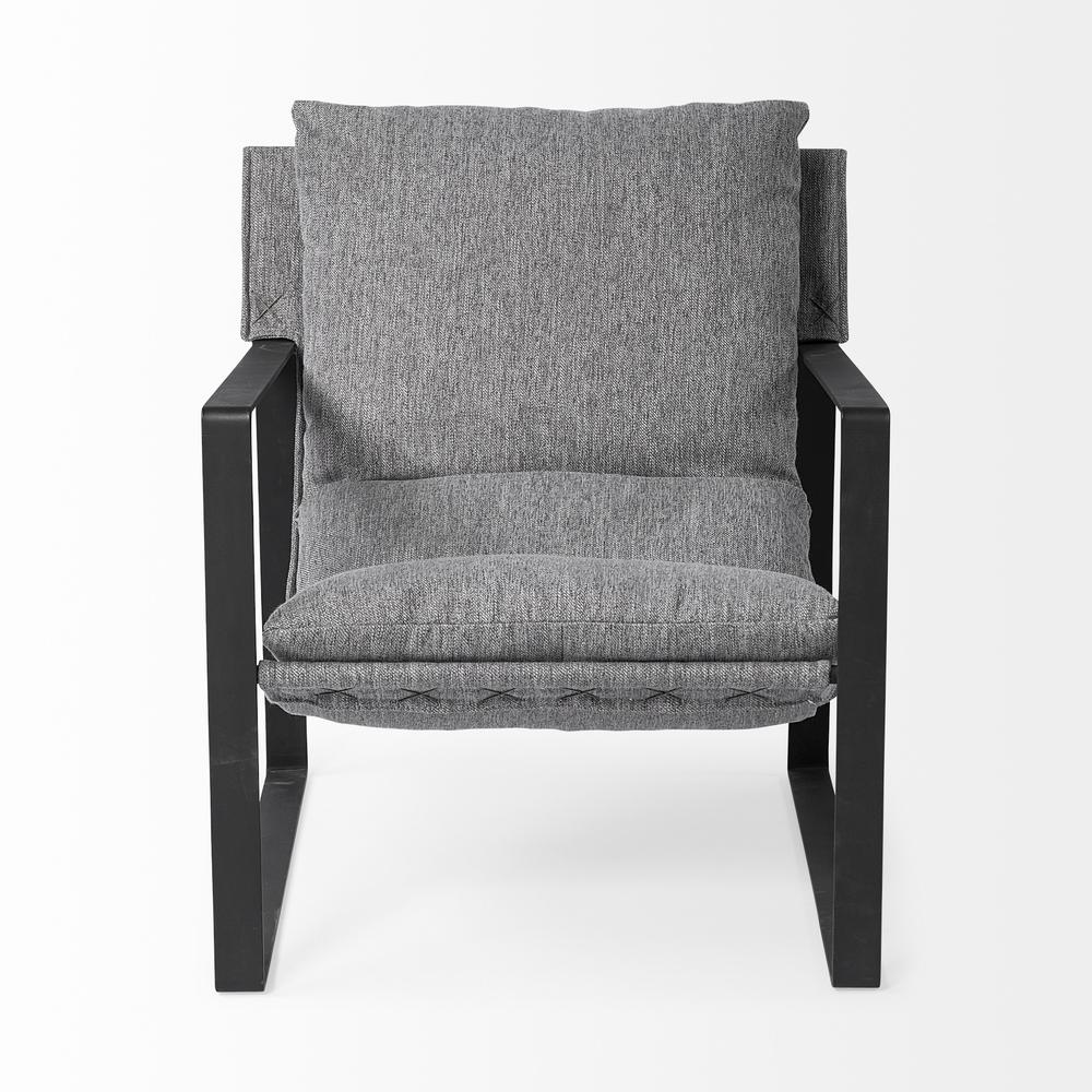 Stone Gray and Black Metal Sling Chair Black. Picture 2