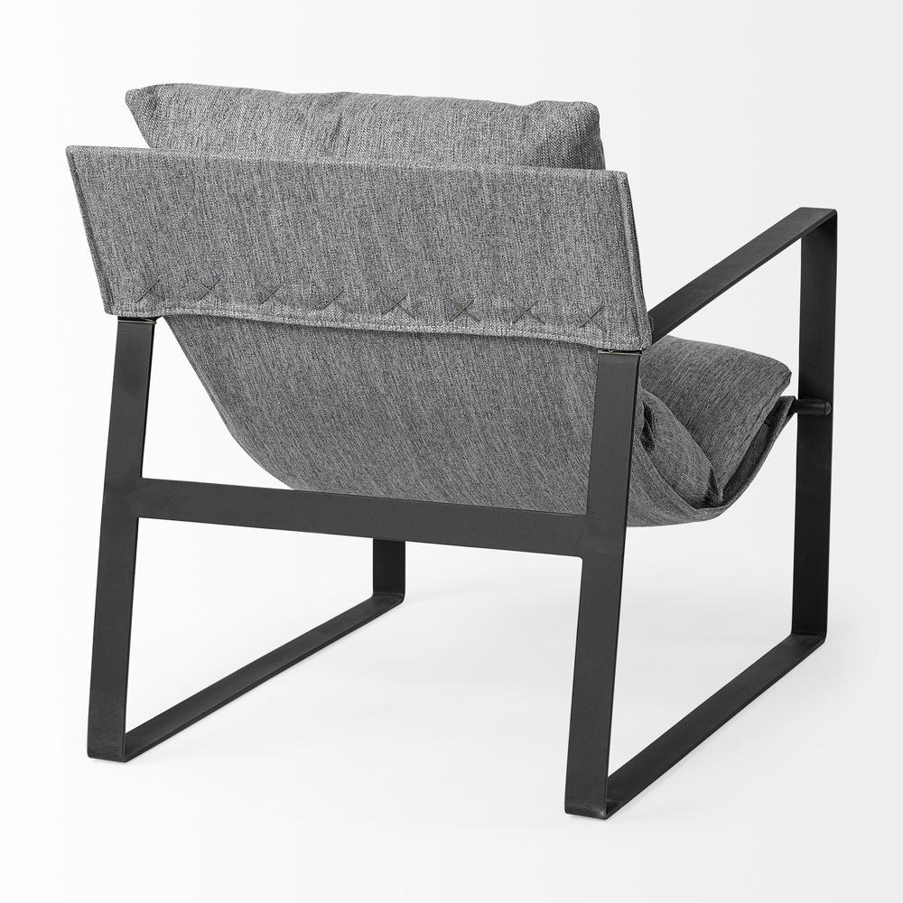 Stone Gray and Black Metal Sling Chair Black. Picture 5