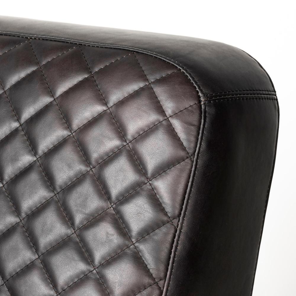Black Leather Diamond Pattern Gold Club Chair Gold. Picture 6