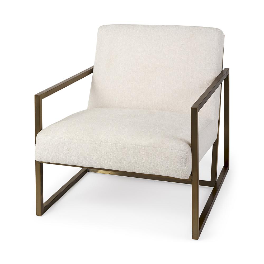 Geo Modern Cream and Gold Accent or Side Chair Gold. Picture 1