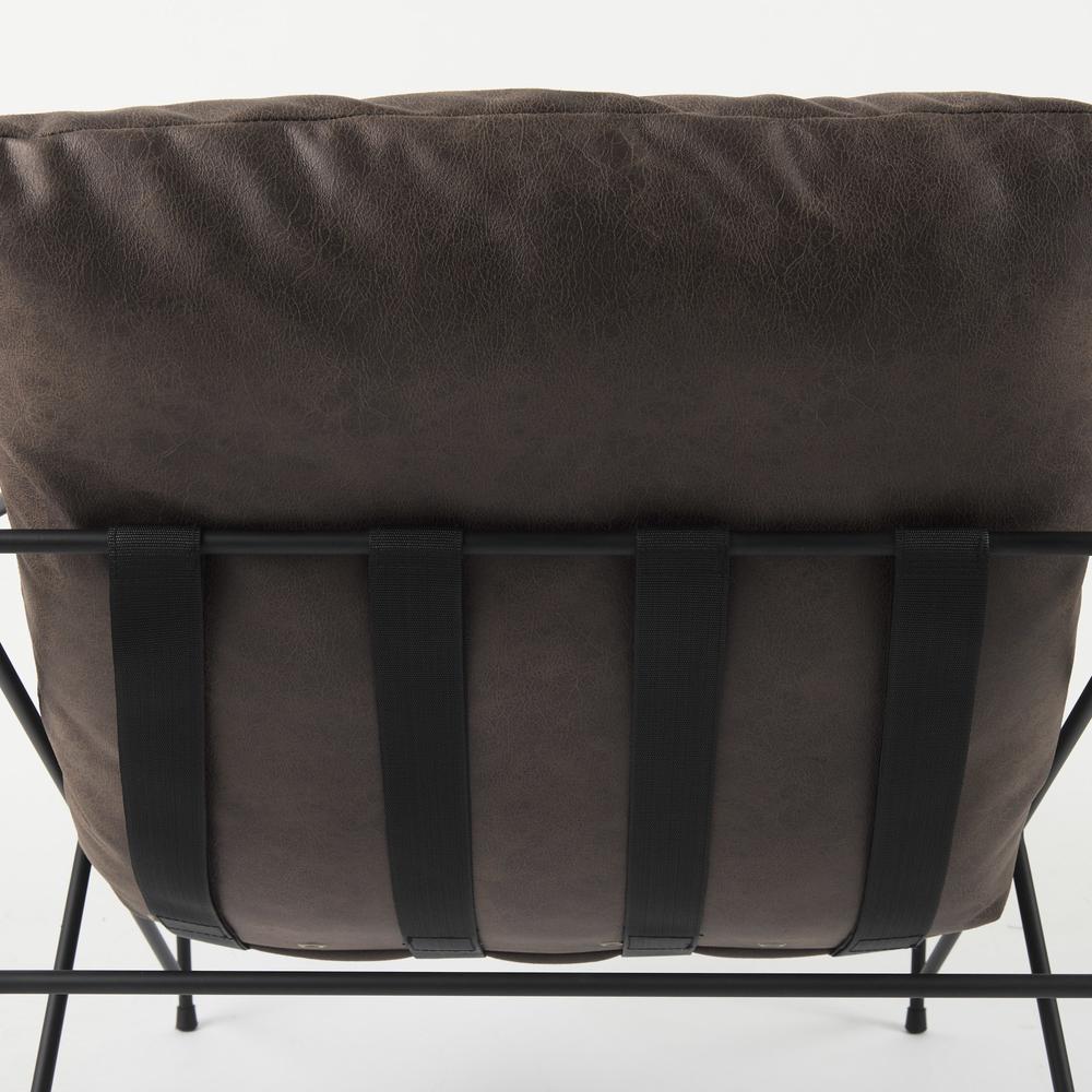Dark Brown Faux Leather Contemporary Metal Chair Brrown. Picture 9
