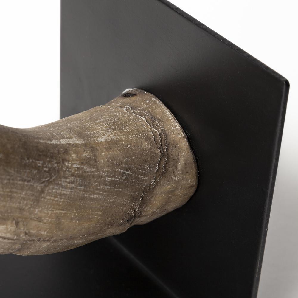 Bull Horn Replica Bookends Brown/Black. Picture 7