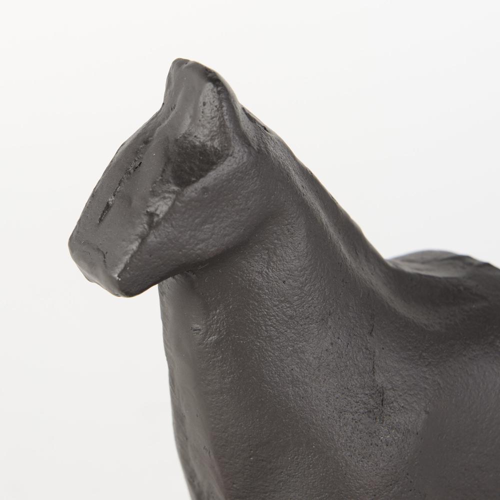 Black Cast Aluminum Horse Shaped Bookends Black. Picture 7