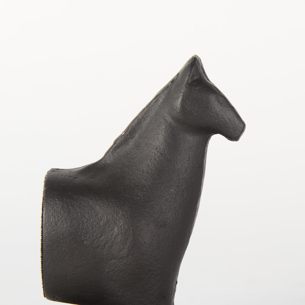 Black Cast Aluminum Horse Shaped Bookends Black. Picture 8