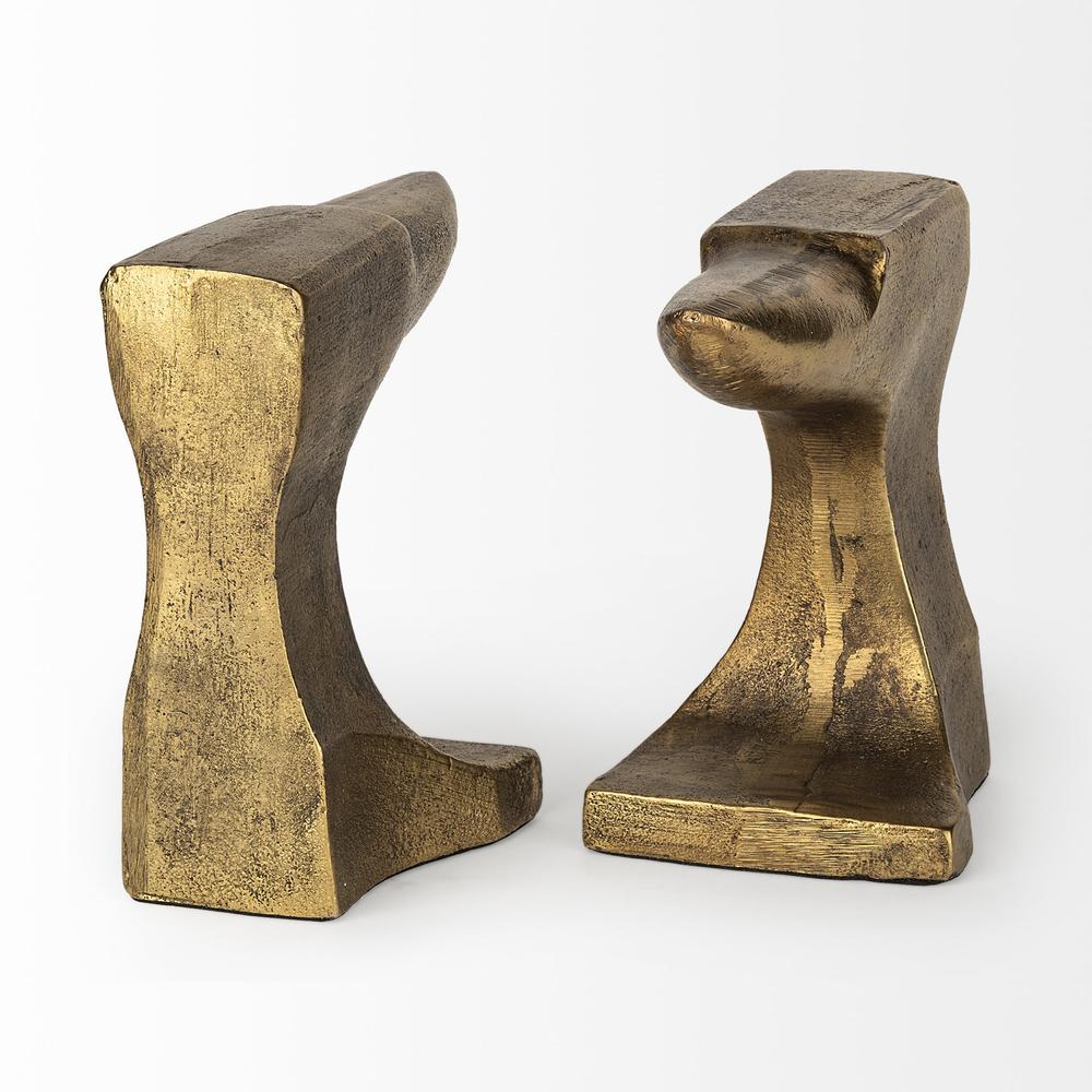Distressed Brushed Gold Anvil Bookends Gold. Picture 4