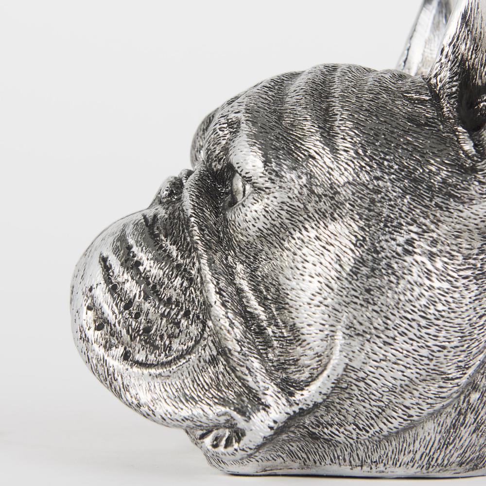 Antiqued Silver Pug Shaped Bookends Silver. Picture 8