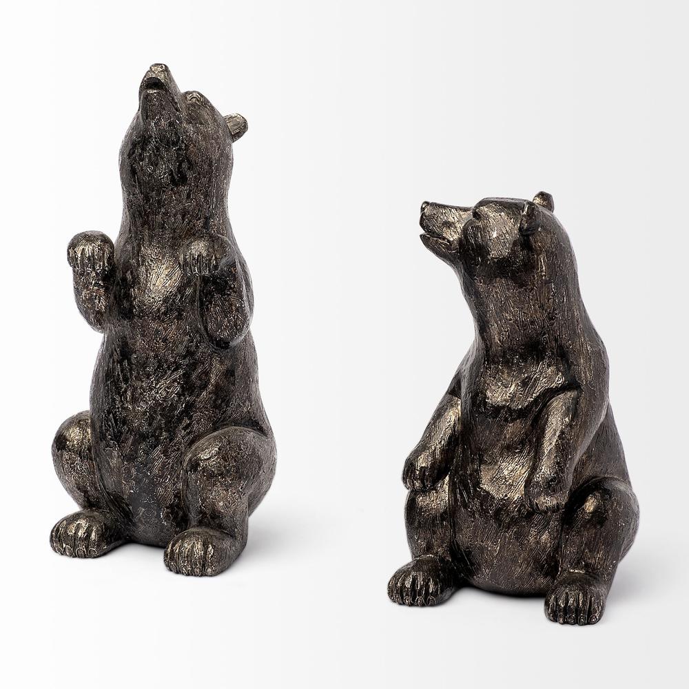 Metallic Tone Grizzly Bear Bookends Metallic Chrome. Picture 3