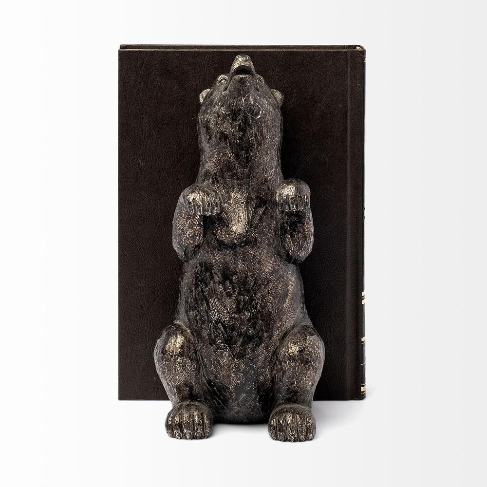 Metallic Tone Grizzly Bear Bookends Metallic Chrome. Picture 4