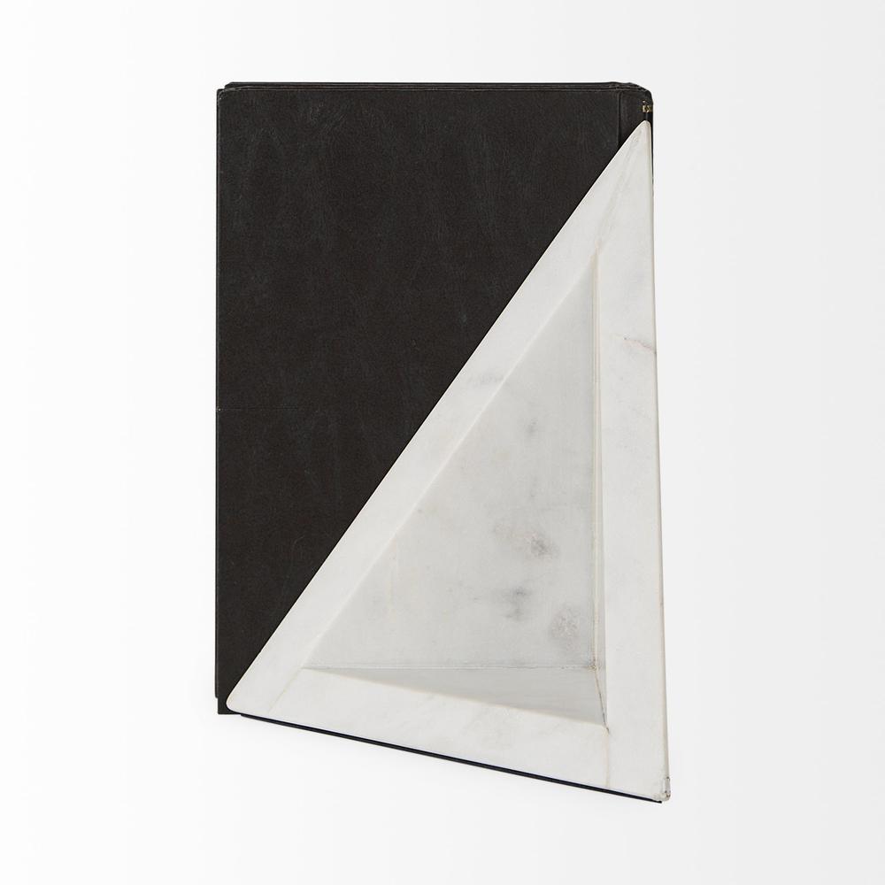 3D Modern Triangle Marble Bookends White. Picture 3