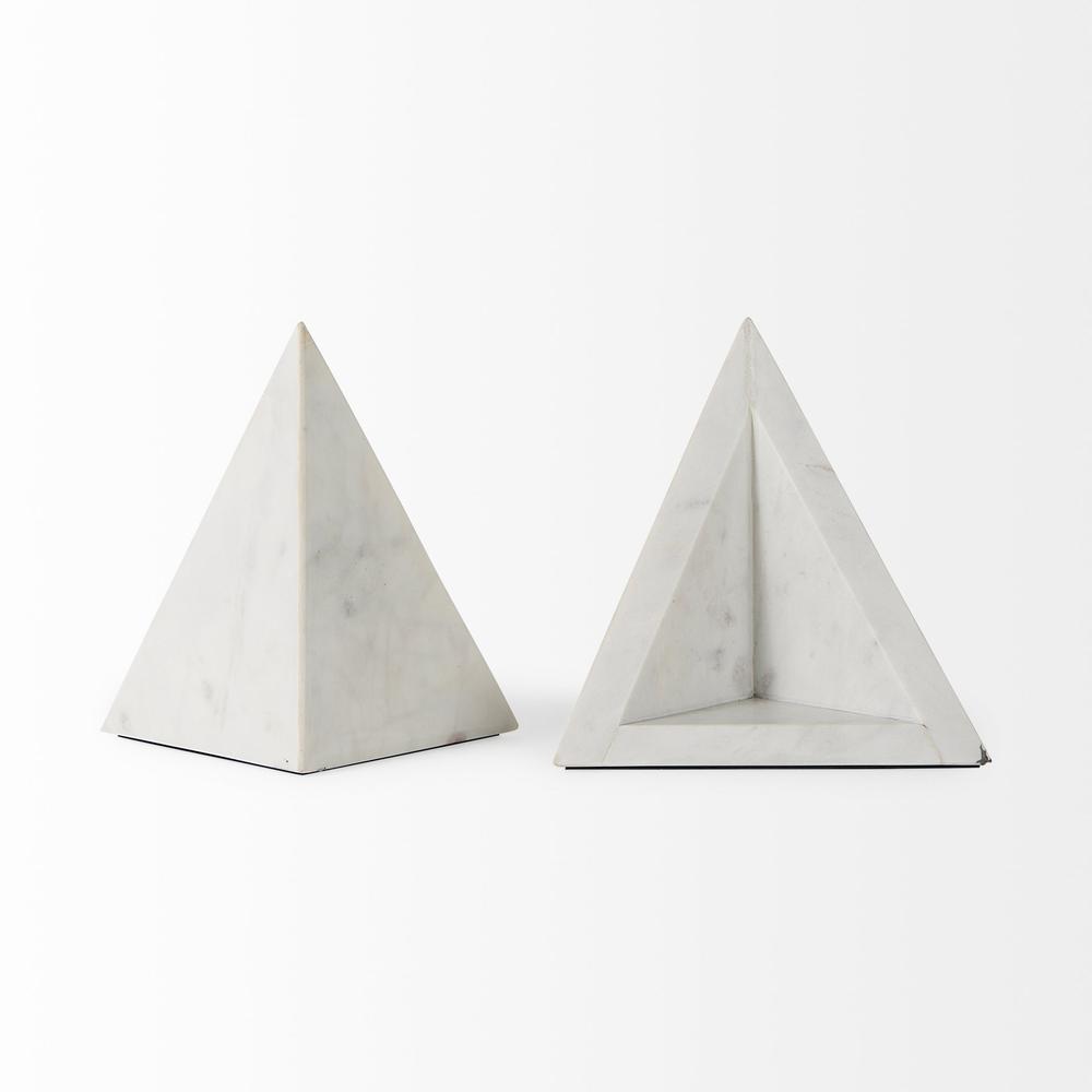 3D Modern Triangle Marble Bookends White. Picture 5