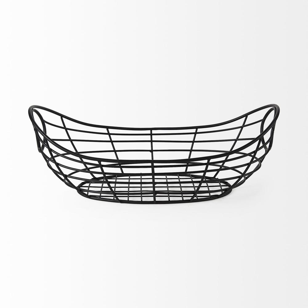 Black Metal Boat Shaped Basket. Picture 2