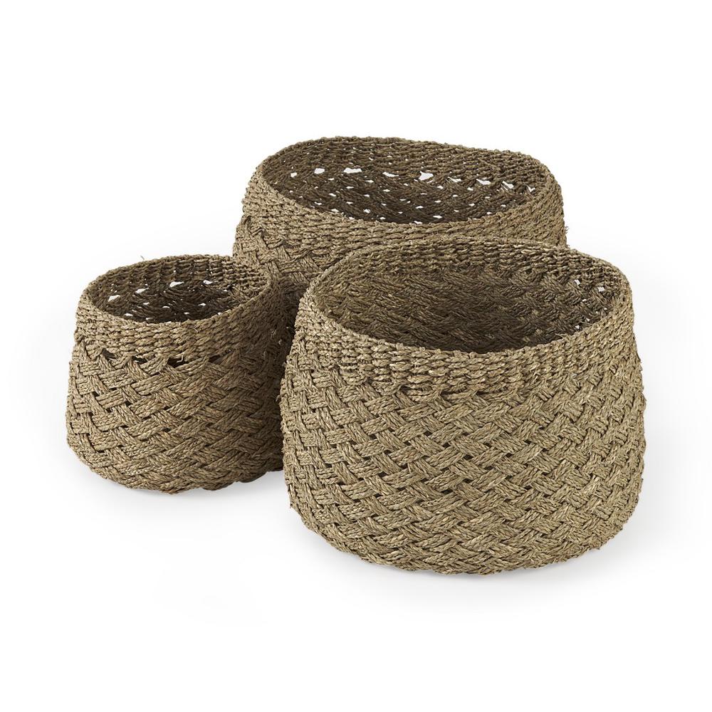 Set of Three Woven Wicker Storage Baskets. Picture 1