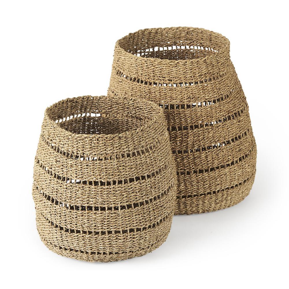 Set of Two Woven Wicker  Storage Baskets. Picture 1