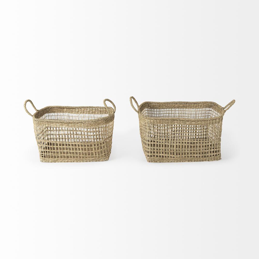Set of Two Brown Wicker Storage Baskets. Picture 2