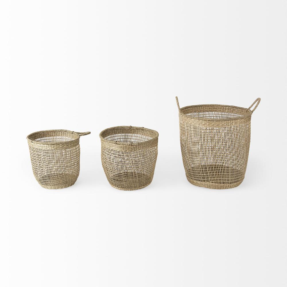 Set of Three Round Wicker Storage Baskets. Picture 2