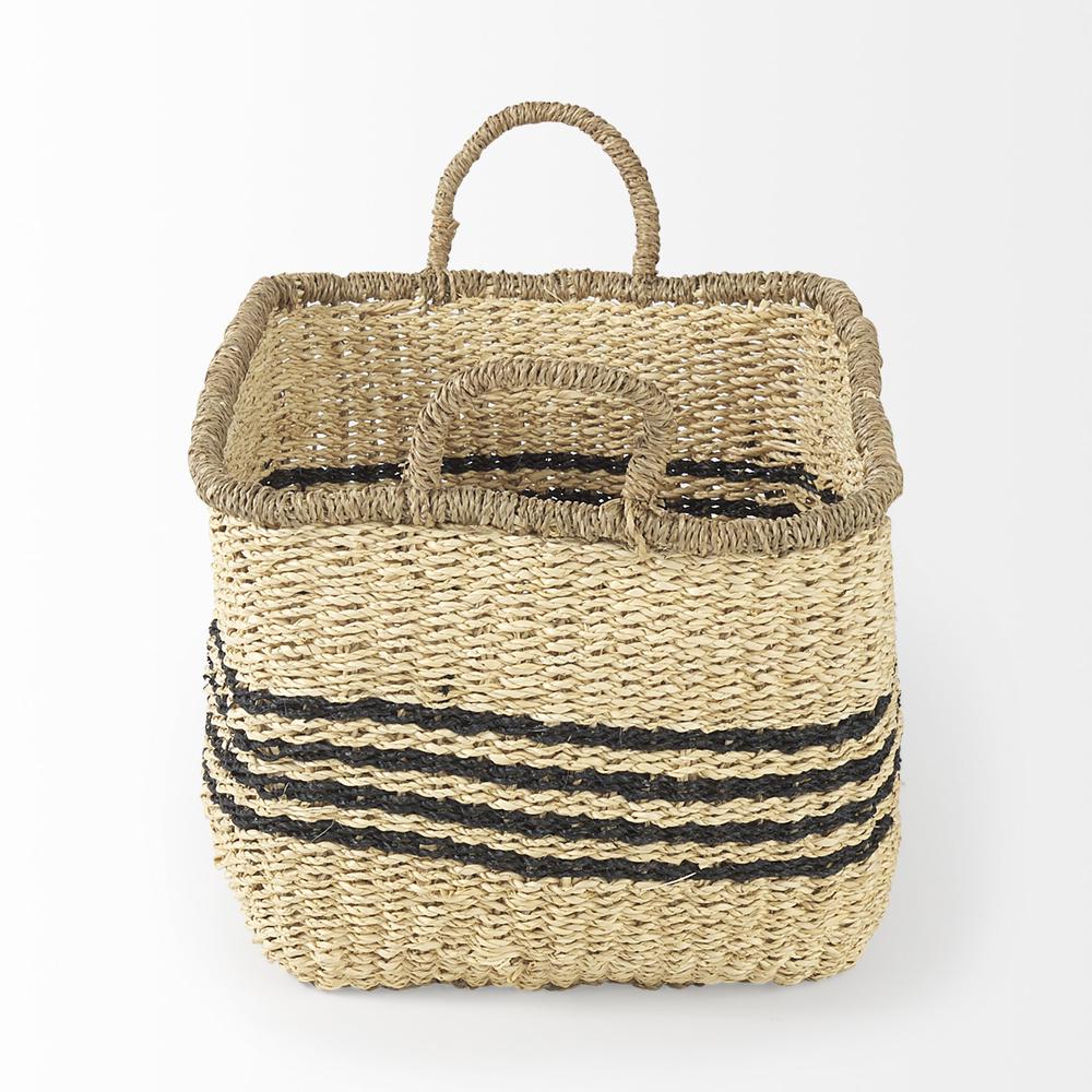 Set of Two Striped Wicker Storage Baskets. Picture 3