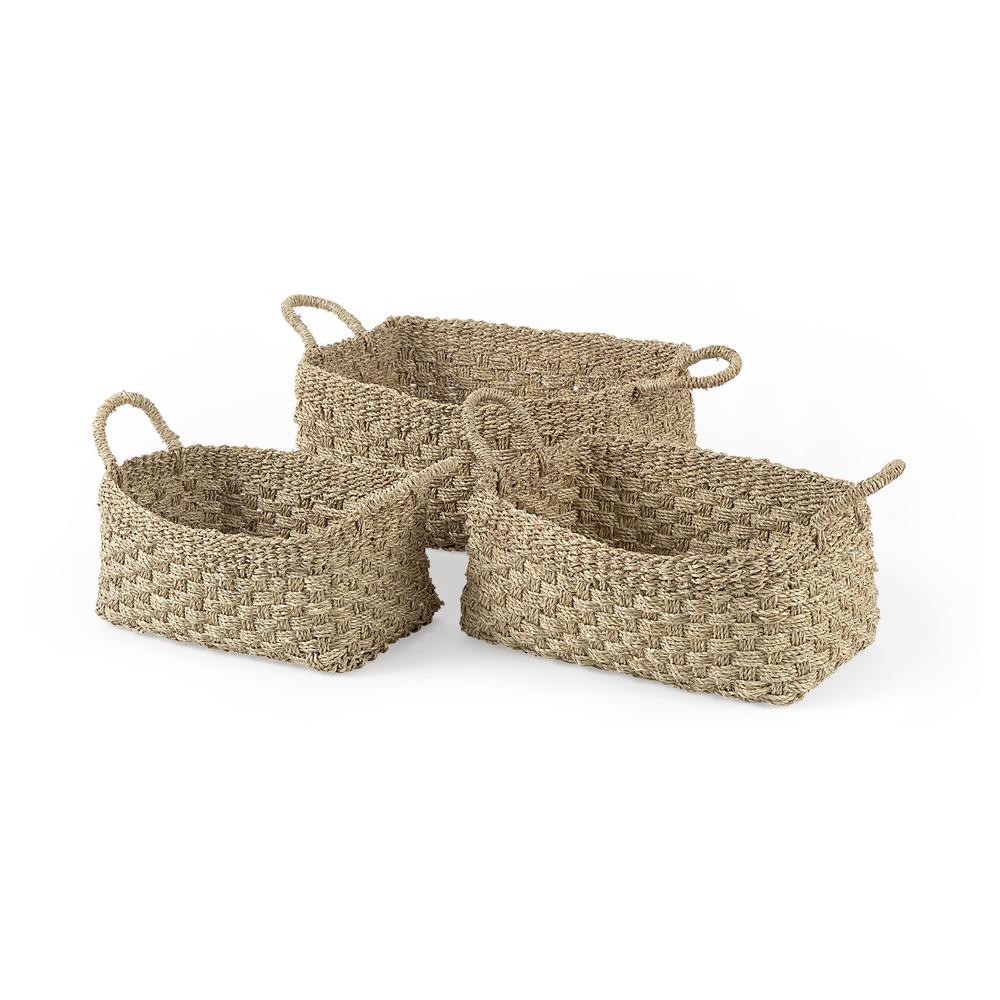 Set of Three Weaved Wicker Storage Baskets. Picture 1