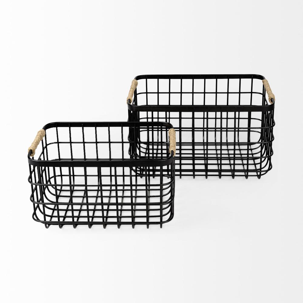 Set of Two Black Metal Baskets. Picture 2