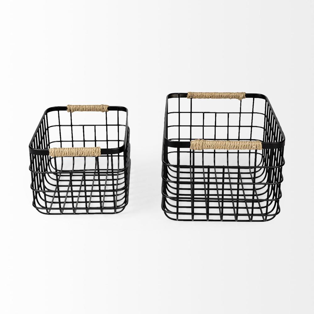 Set of Two Black Metal Baskets. Picture 3