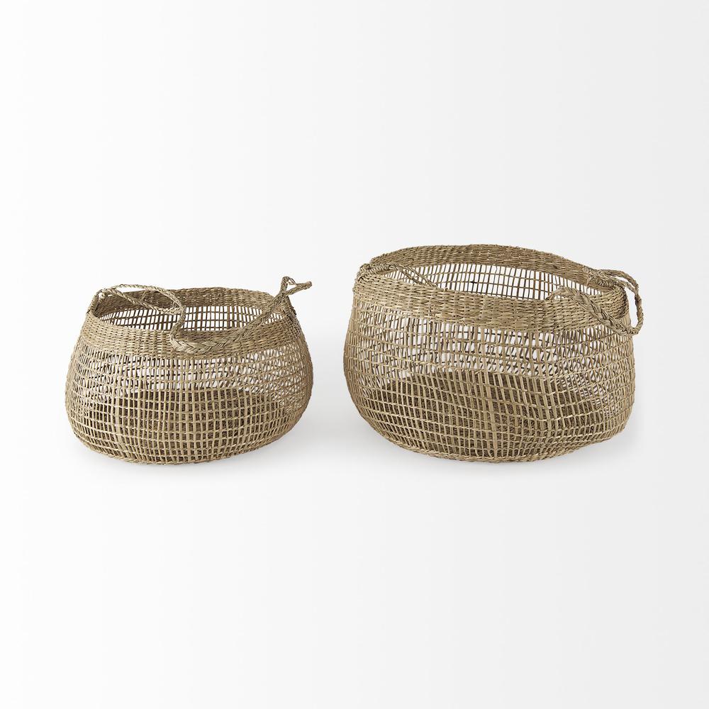 Set of Two Wicker Storage Baskets with Long Handles. Picture 2