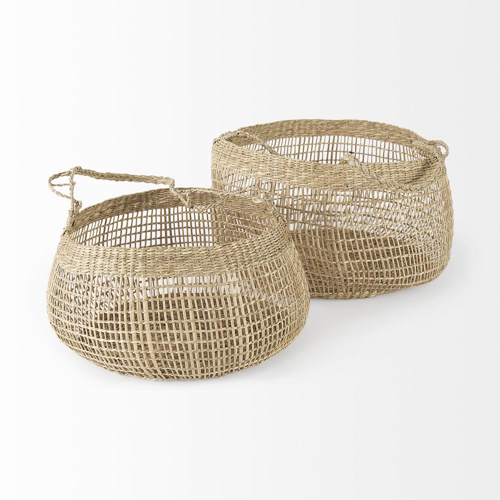 Set of Two Wicker Storage Baskets with Long Handles. Picture 3