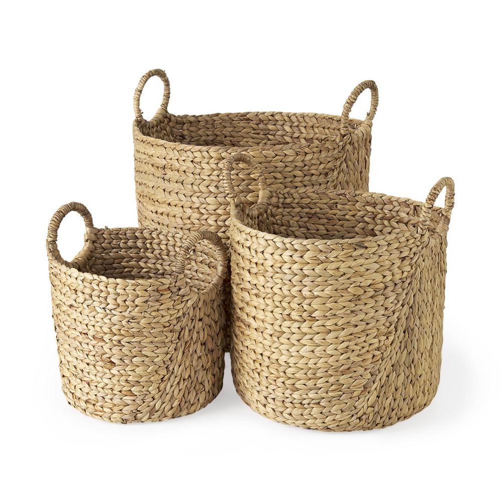 Set of Three Braided Wicker Storage Baskets. Picture 1