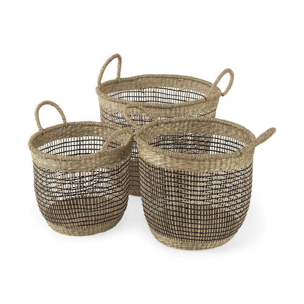 Set of Three Light Brown Storage Baskets. Picture 1