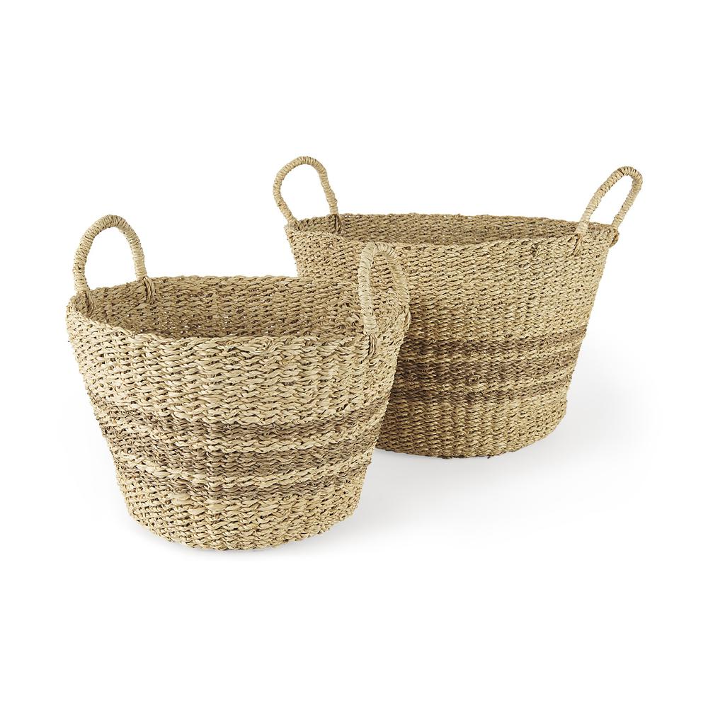 Set of Two Detailed Wicker Storage Baskets. Picture 1