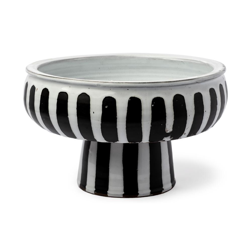 White and Black Ceramic Decorative Bowl Blac/White. Picture 1