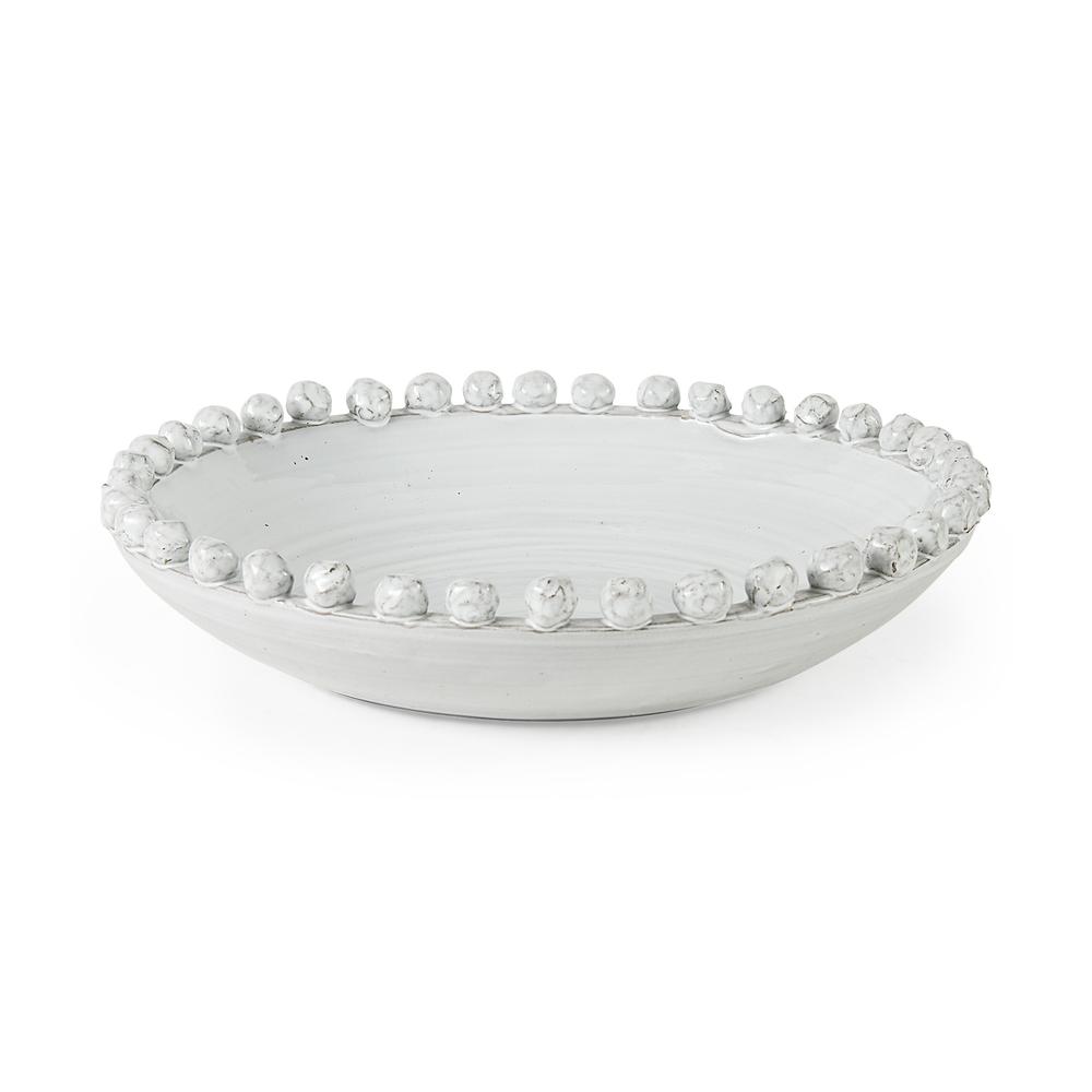 Off White Ceramic Centerpiece Bowl Off-White. Picture 1