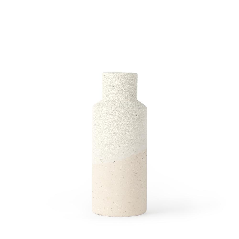 Two Toned Textured Ceramic Vase Cream. Picture 1