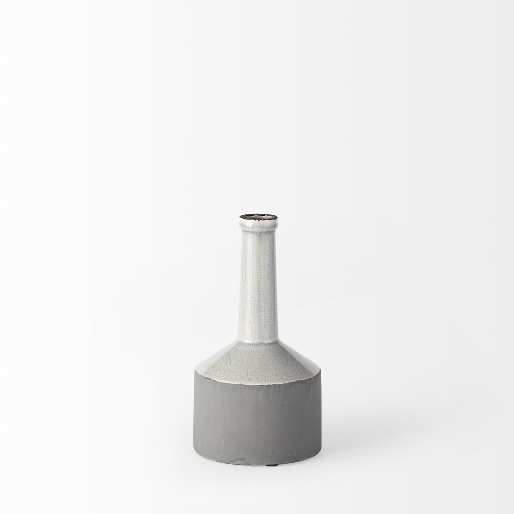 Petite White and Gray Jug Vase White/Gray. Picture 3