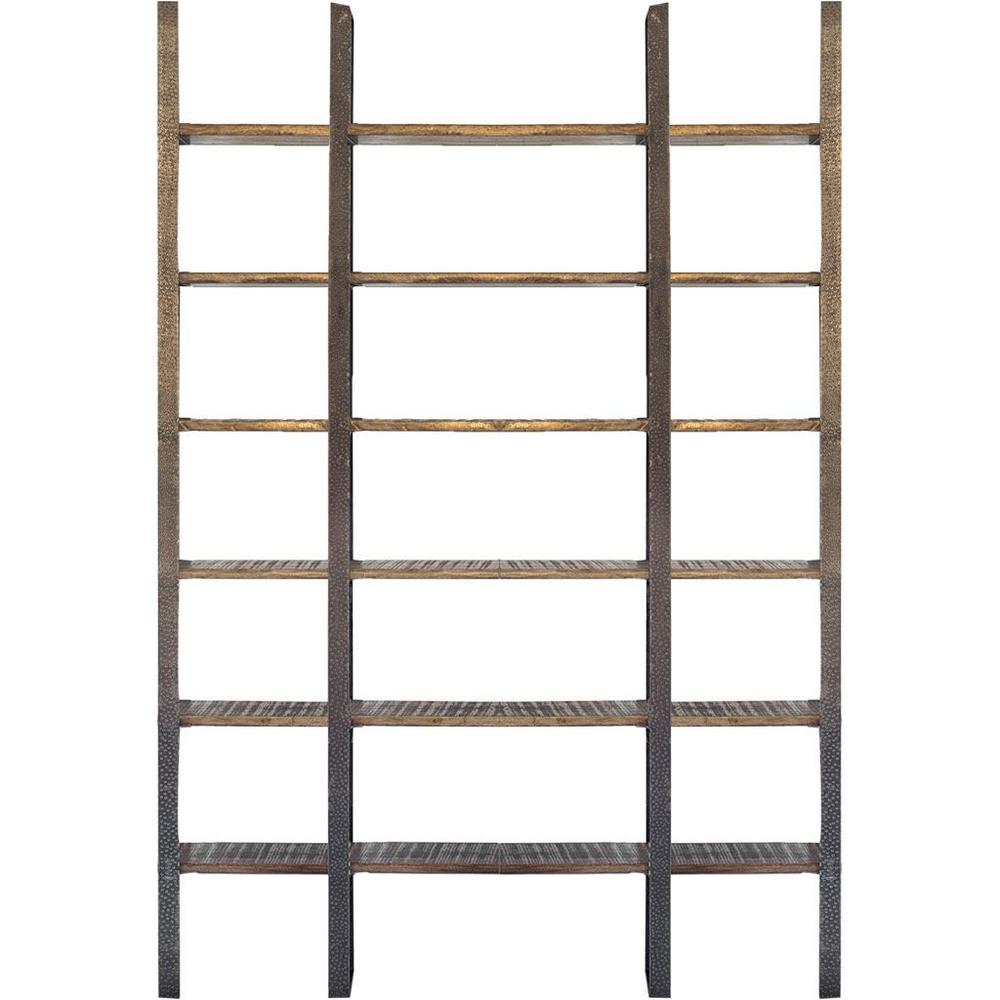 Brown Wood and Iron Six Shelf Standing Unit Brown. Picture 1