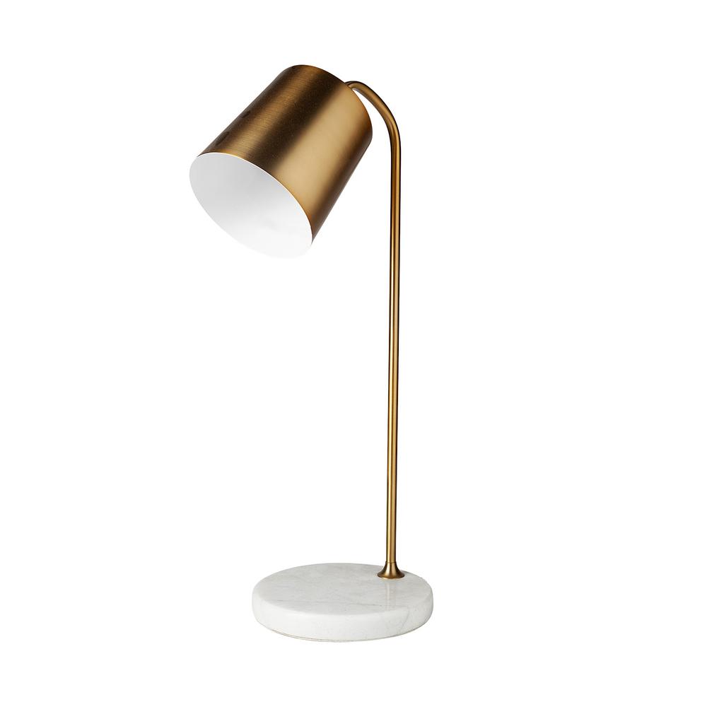 Gold Metallic Desk or Table Lamp with Marble Base Gold/Whitew. Picture 1