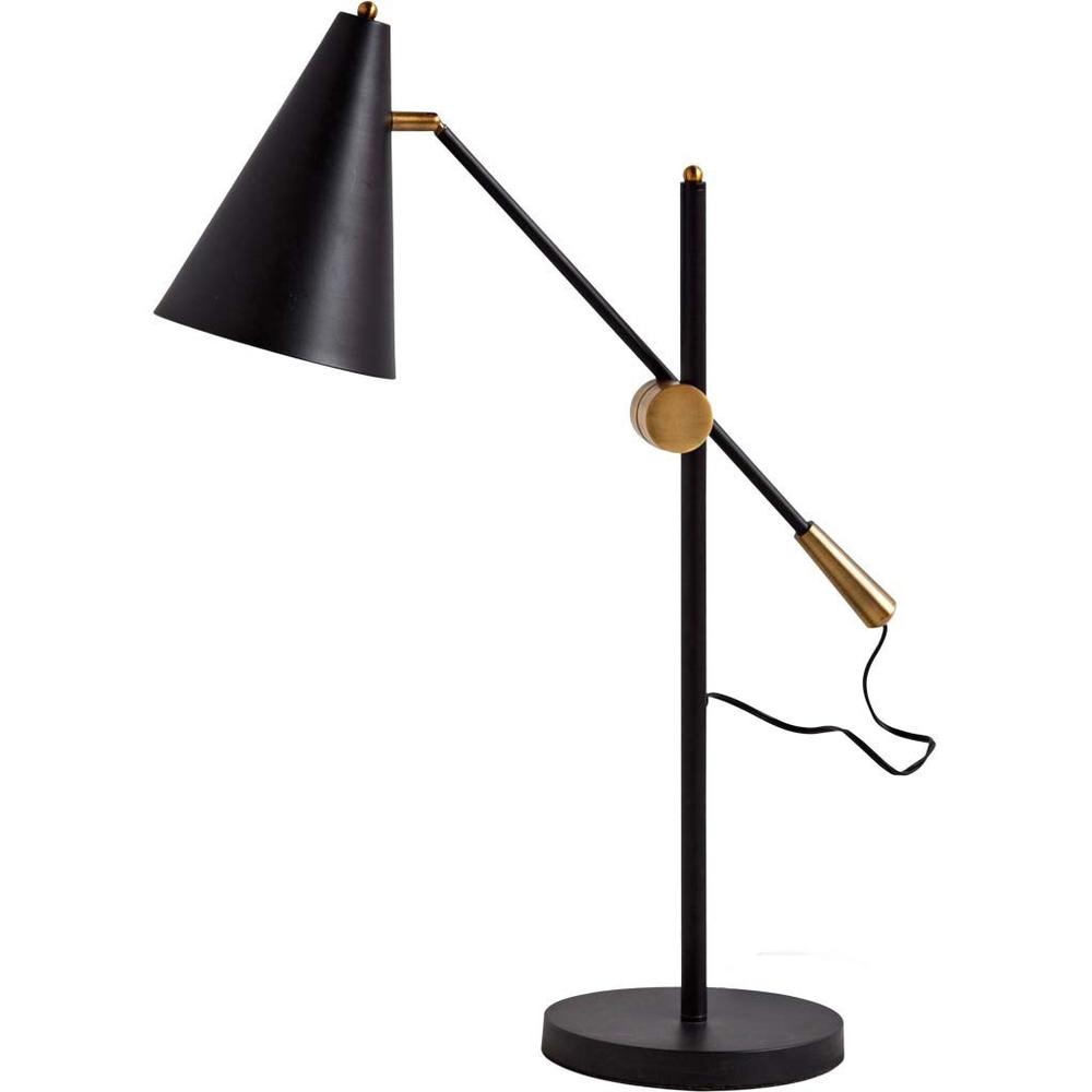 Sleek Black and Gold Cone Adjustable Table or Desk Lamp Black/Gold. Picture 1
