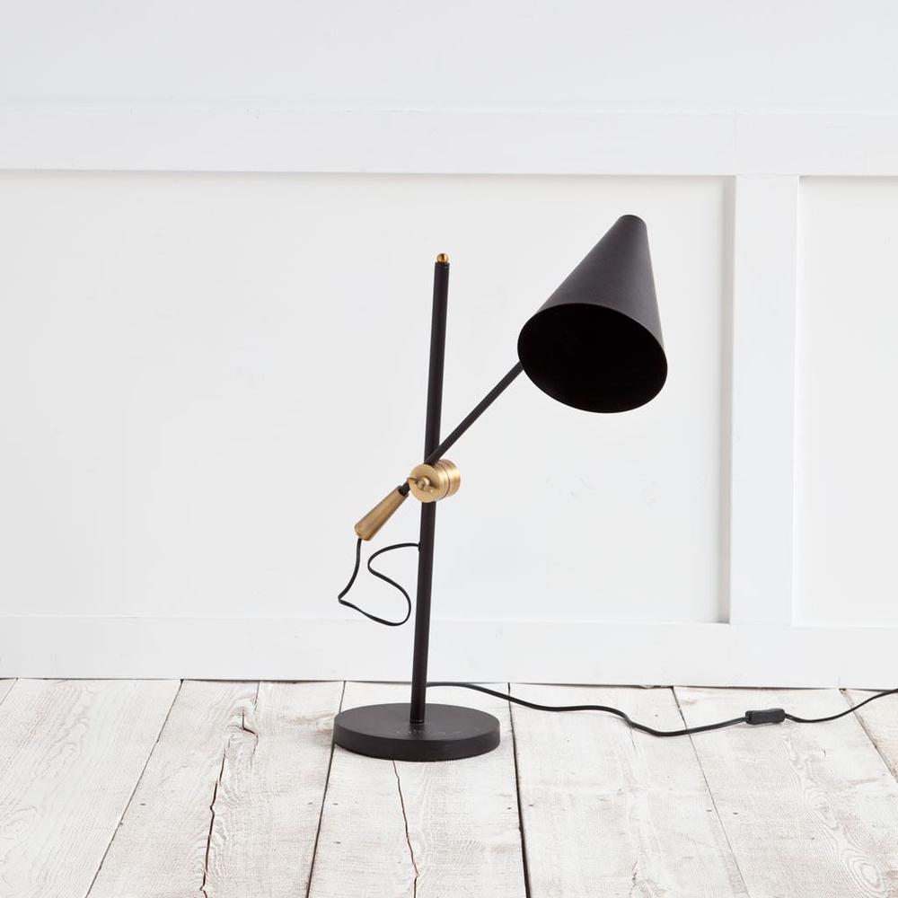 Sleek Black and Gold Cone Adjustable Table or Desk Lamp Black/Gold. Picture 2