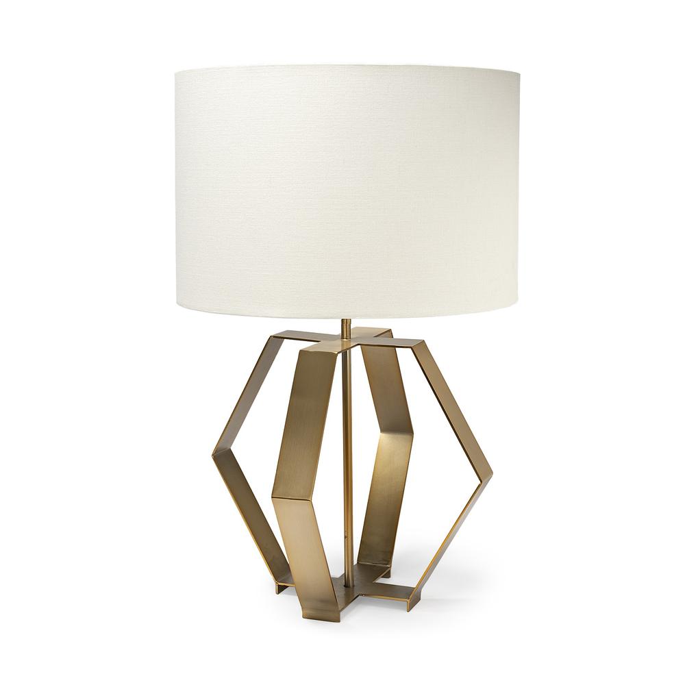 Gold Geometric Design Table Lamp Gold/Cream. Picture 1