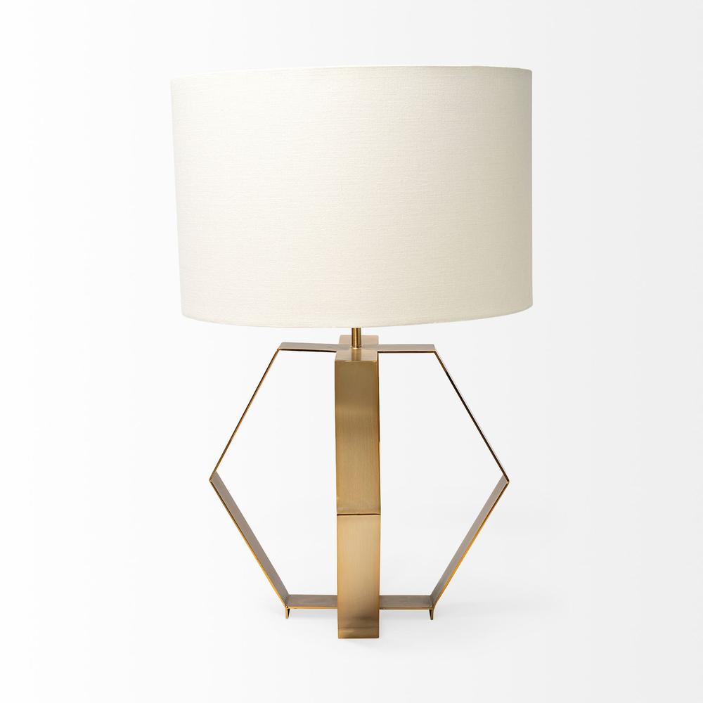 Gold Geometric Design Table Lamp Gold/Cream. Picture 2