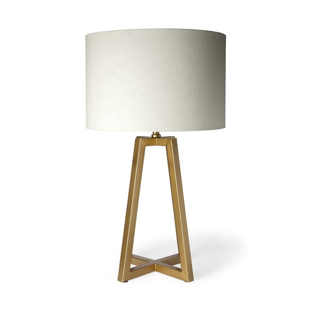 Metallic Gold Tone Geometric Table Lamp White/Gold. Picture 1