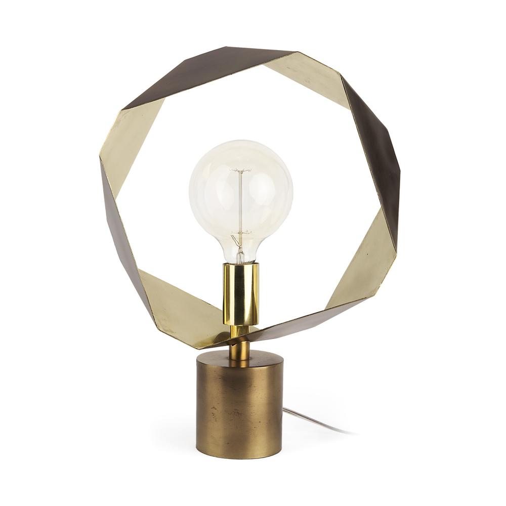 Golden Geometric Halo Table or Desk Lamp Gold. Picture 1